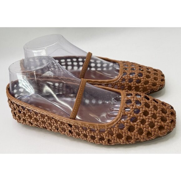 Joie Weavy Brown Ballet Flats with Strap Brown Size 8.5 $228 Beachy Coastal - Picture 4 of 10